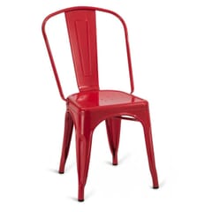 Red Steel Eiffel Stackable Restaurant Chair with Arched Metal Backrest
