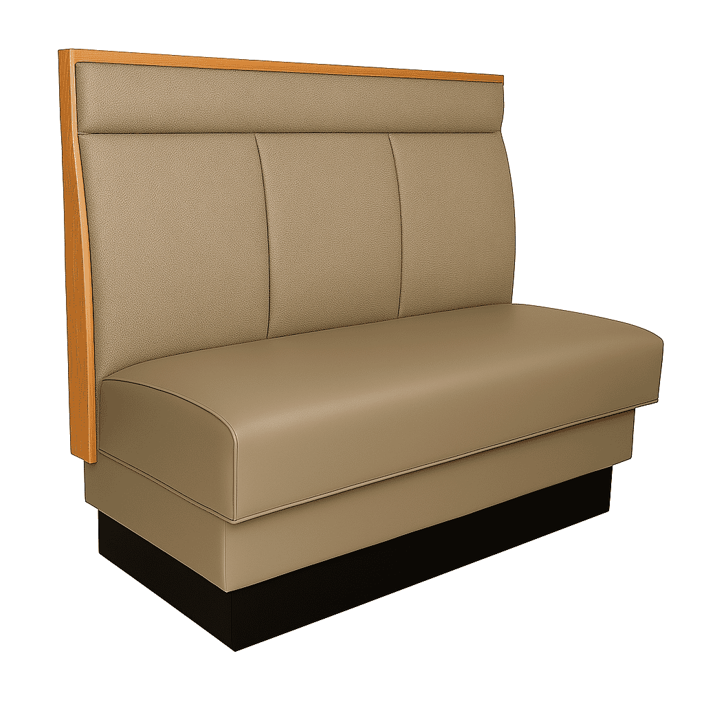 Three Channel Back Wood Trim Style Restaurant Booth with Headroll