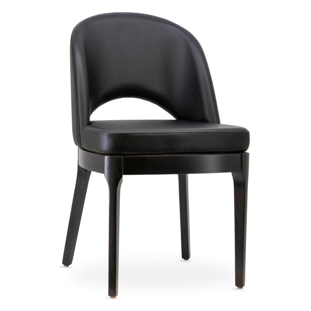 Lily Modern Upholstered Quick-Ship Wood Restaurant Chair with Black Vinyl