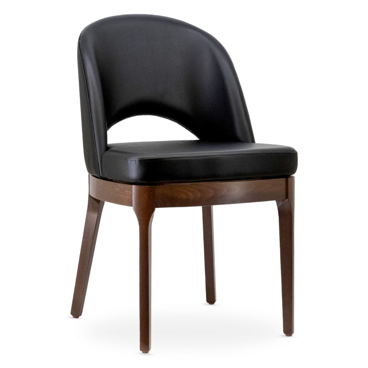 Lily Modern Upholstered Quick-Ship Wood Restaurant Chair with Black Vinyl