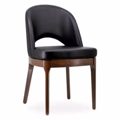 Lily Modern Upholstered Quick-Ship Wood Restaurant Chair with Black Vinyl