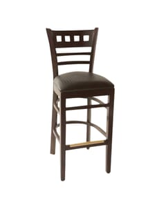 Roma Walnut Wood Commercial Bar Stool With Upholstered Seat (front)