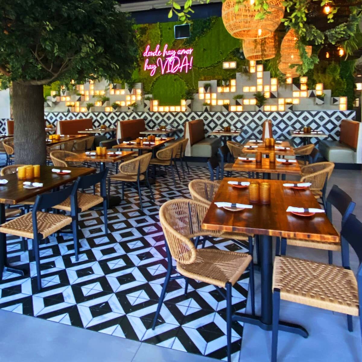 Palmera Stackable Outdoor Restaurant Rope Chair with Tan Seat and Back