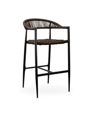 Sabbia Outdoor Restaurant Bar Stool with Brown Seat and Back