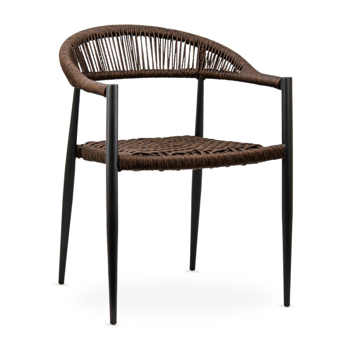 Sabbia Stackable Indoor/Outdoor Rope Restaurant Chair with Brown Seat and Back