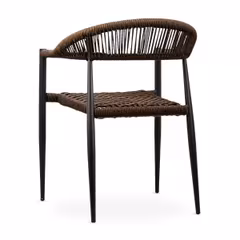 Sabbia Stackable Indoor/Outdoor Rope Restaurant Chair with Brown Seat and Back