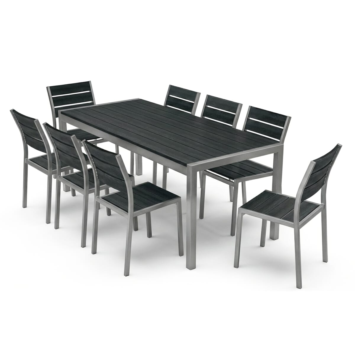 Outdoor Aluminum Restaurant Table with Black Synthetic Teak Wood Slats