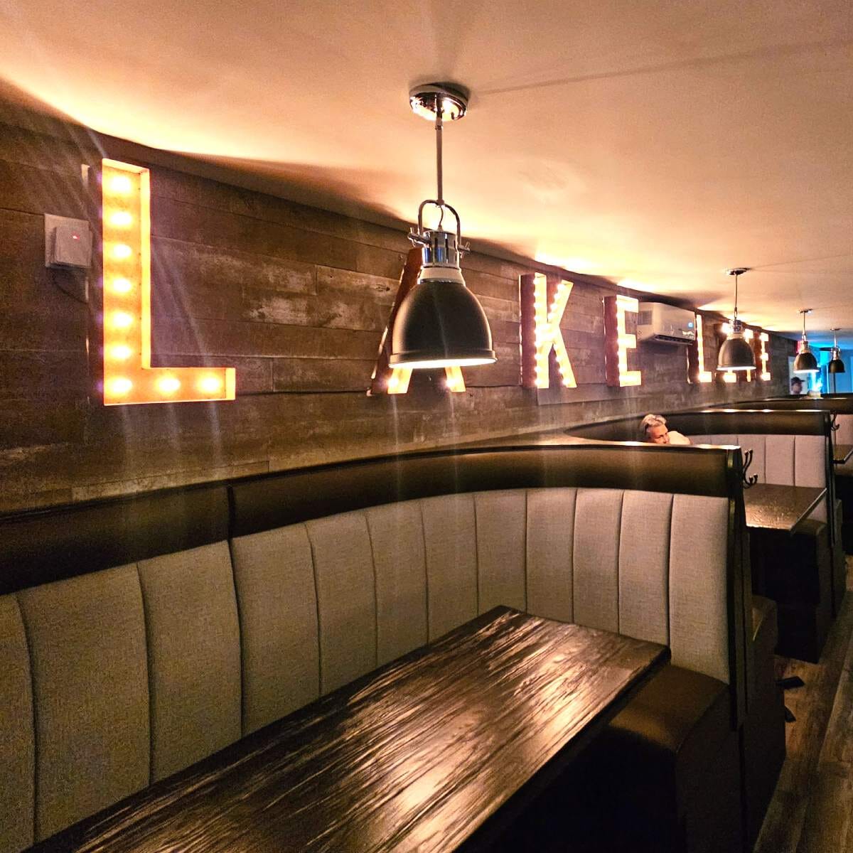 Six Channel Wood Panel Style Restaurant Booth with Headroll