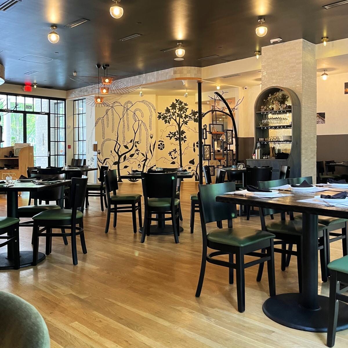 Solid Black Wood Square Back Restaurant Side Chair