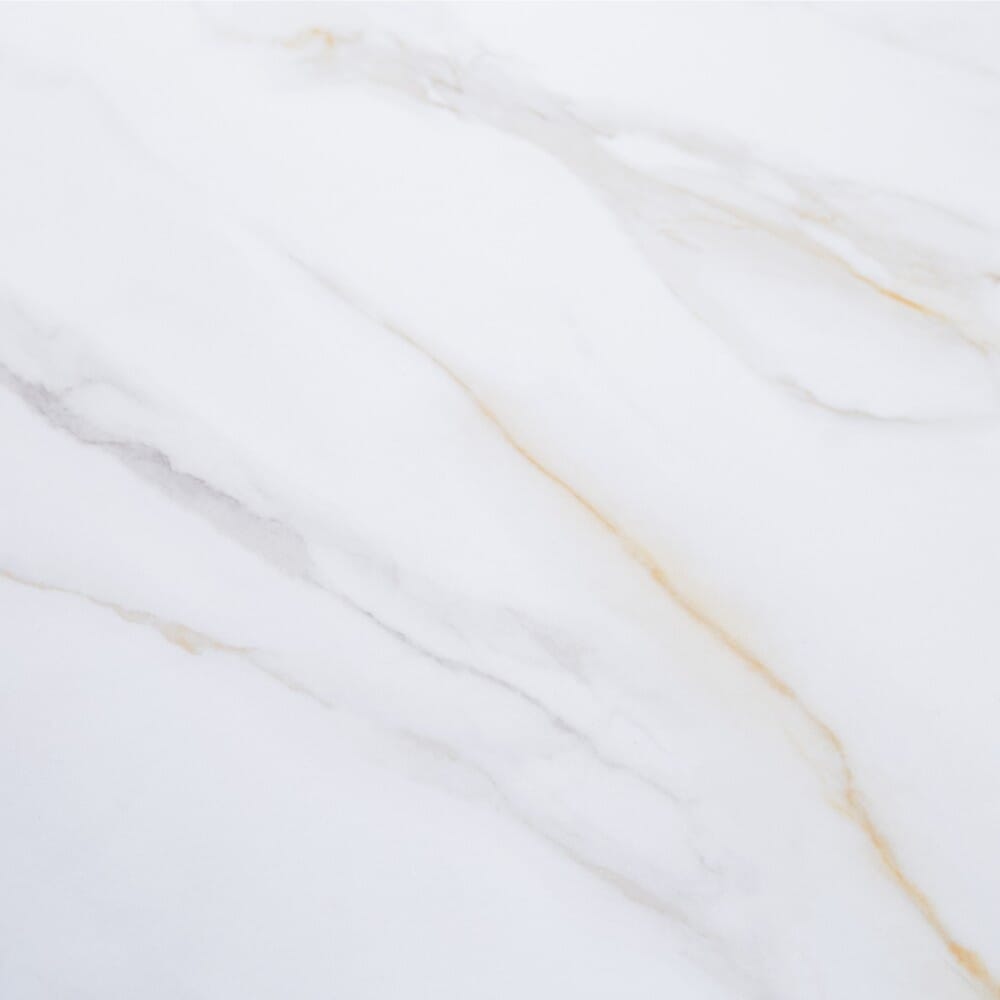 Economy Sintered Stone Restaurant Table Top in White with Amber Veins