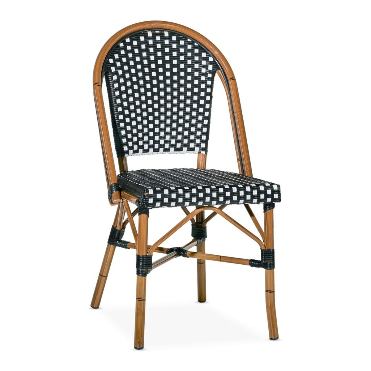 Stackable Synthetic Wicker Bamboo Outdoor Chair Black White