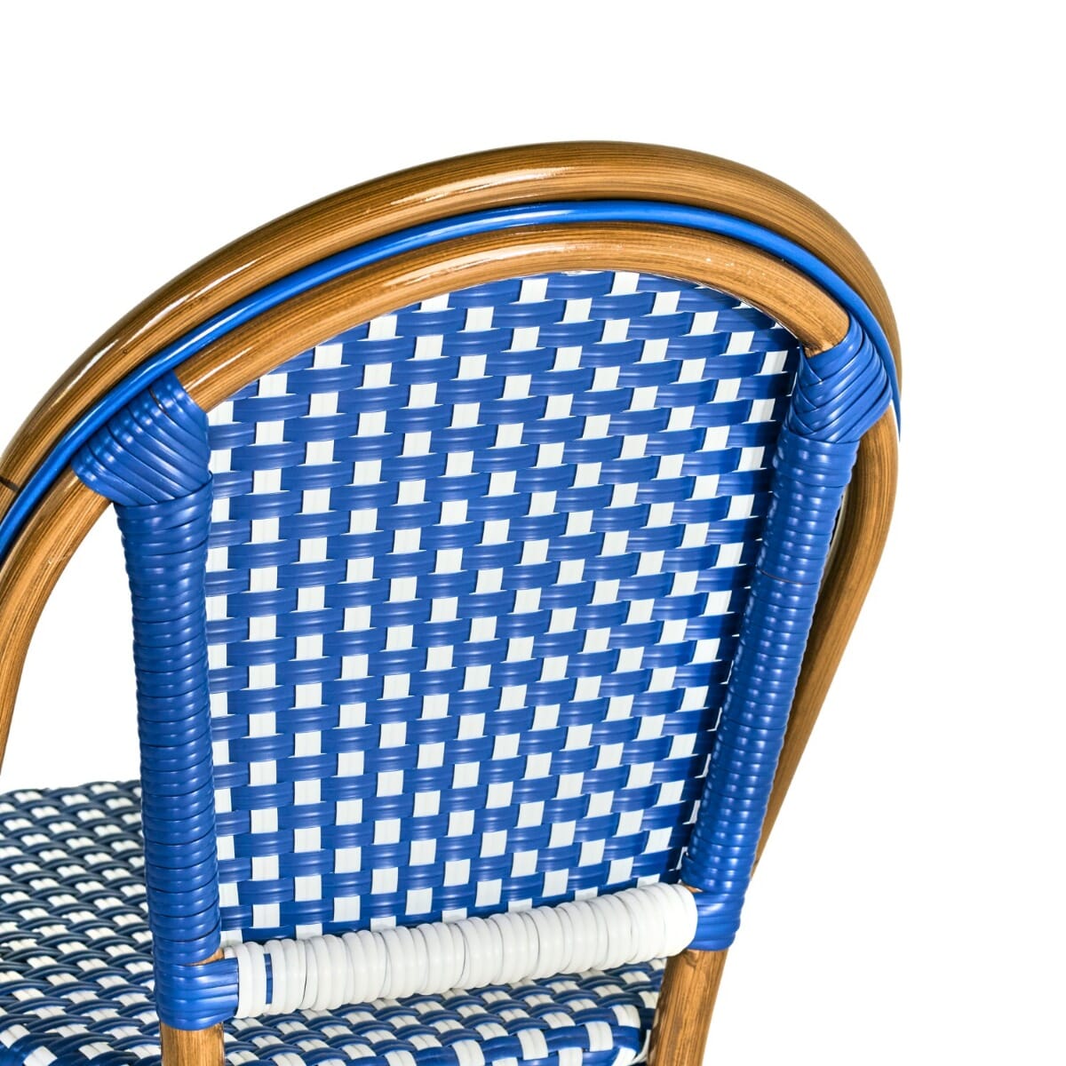 Stackable Curved Back Synthetic Wicker Bamboo Outdoor Chair