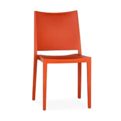 Stackable Indoor/Outdoor Resin Restaurant Chair With Square Back in Orange