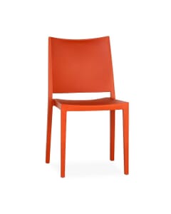 Stackable Indoor/Outdoor Resin Restaurant Chair With Square Back in Orange