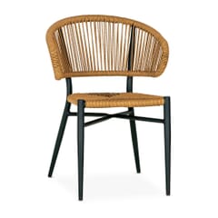 Stackable Outdoor Restaurant Rope Chair with Tan Seat and Back