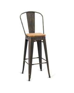 Aged Copper Steel Eiffel Restaurant Bar Stool with Arched Metal Backrest