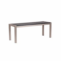 Outdoor Aluminum Restaurant Table with Pewter Synthetic Teak Wood Slats