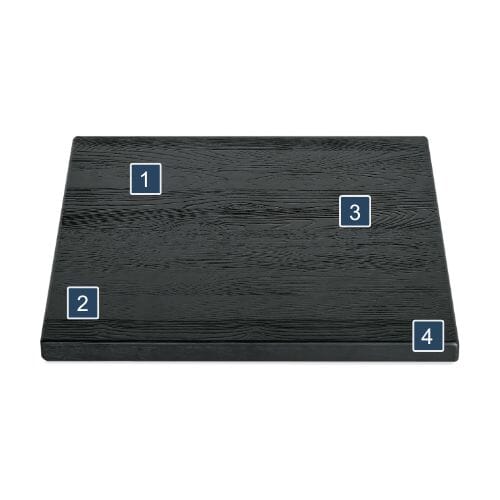 Antique Black Wood Restaurant Table Top Features