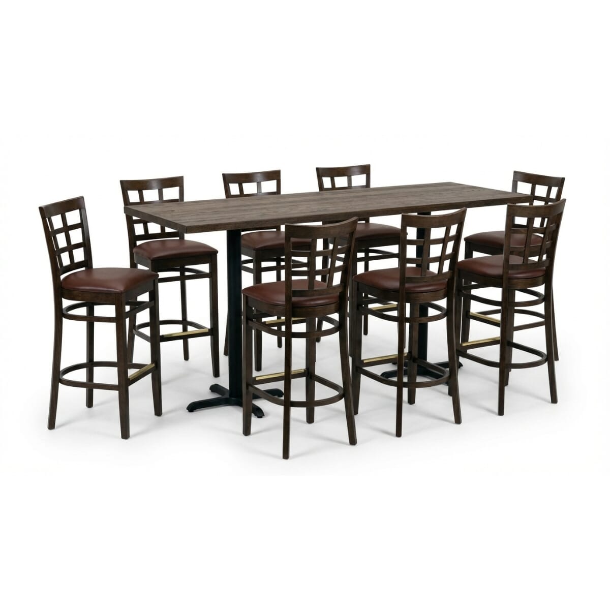 Indoor Large Bar Height Rectangular Reclaimed Wood Restaurant Table