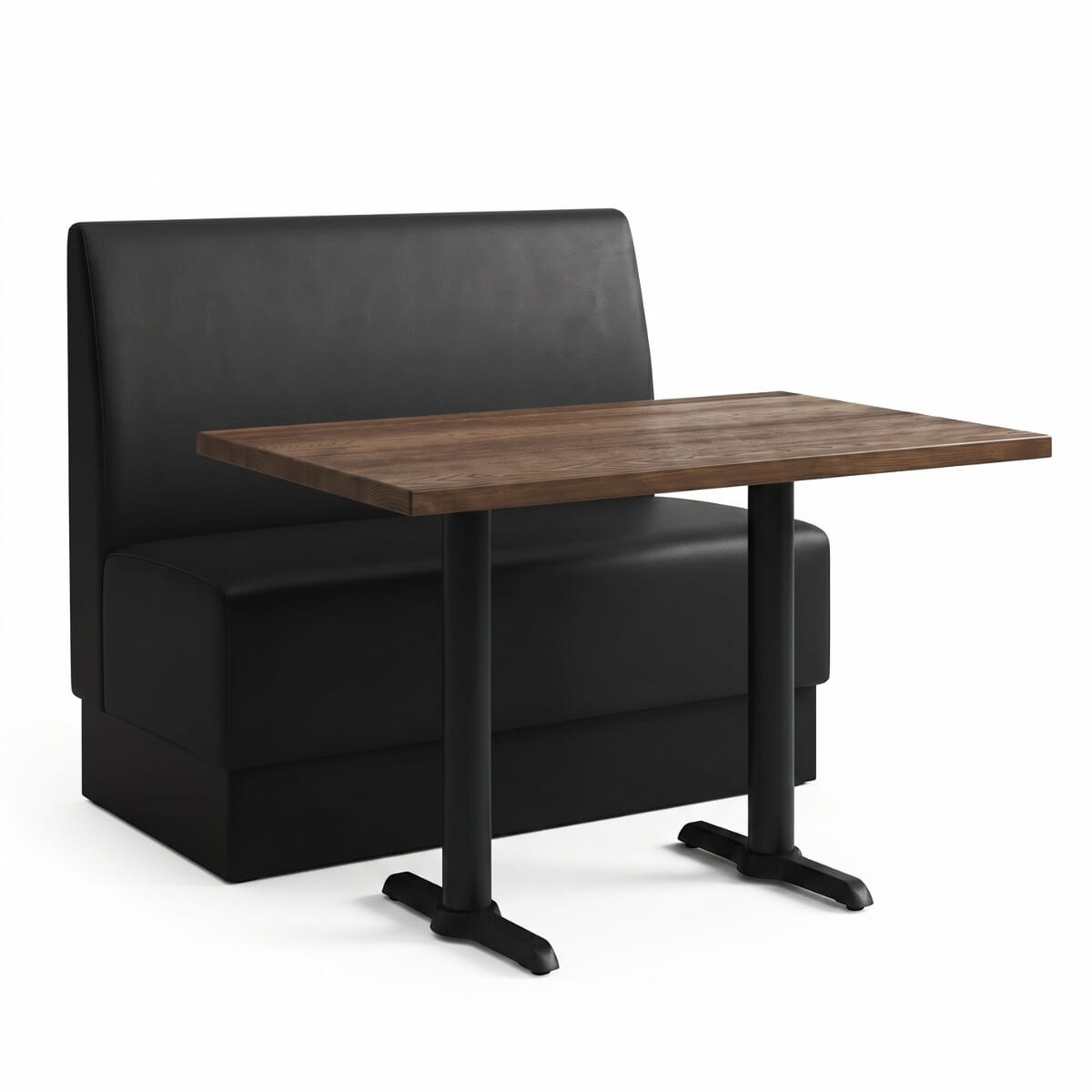 2-Seat Hannah Black Restaurant Booth Set with Reclaimed Wood Table