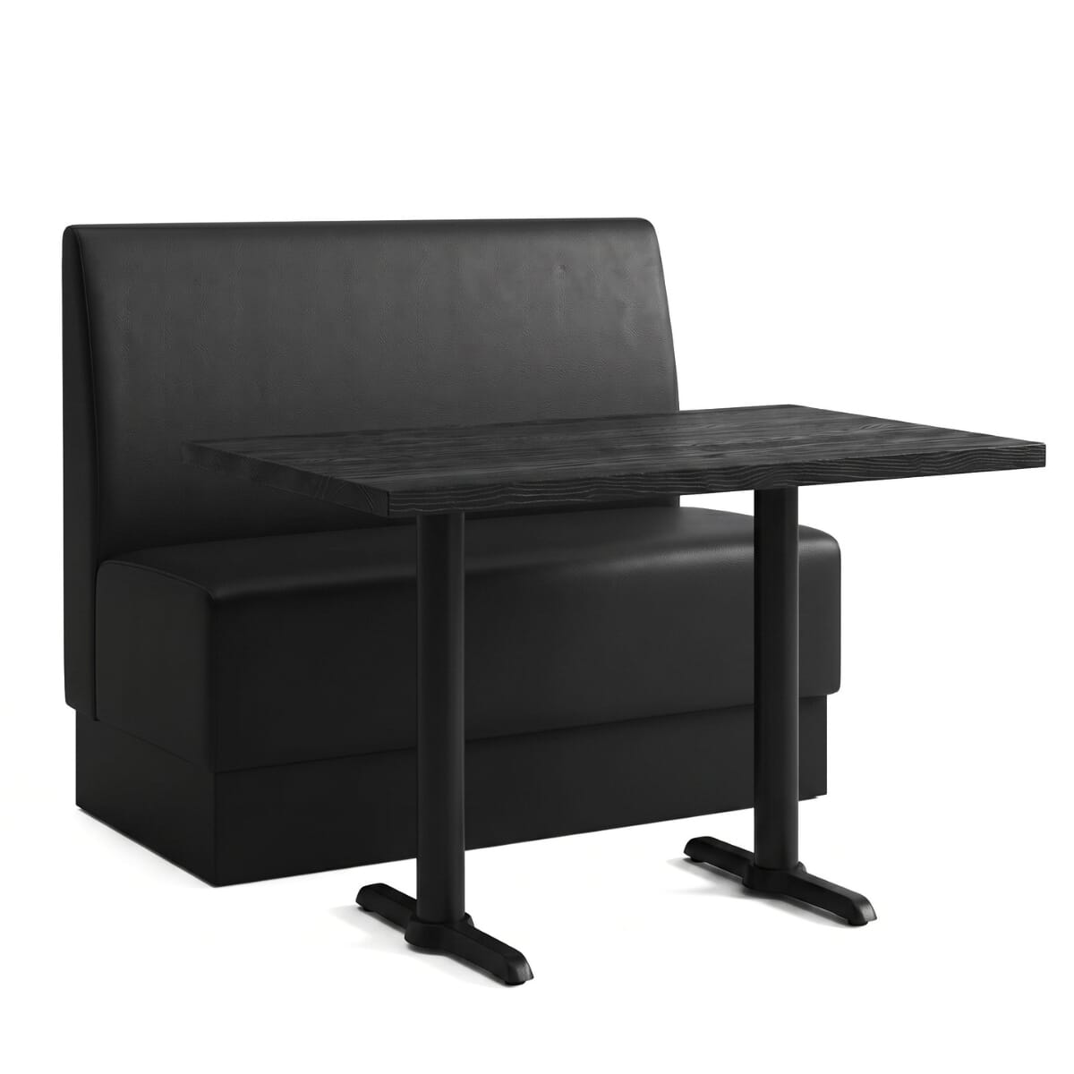 2-Seat Hannah Black Restaurant Booth Set with Antique Black Ash Table