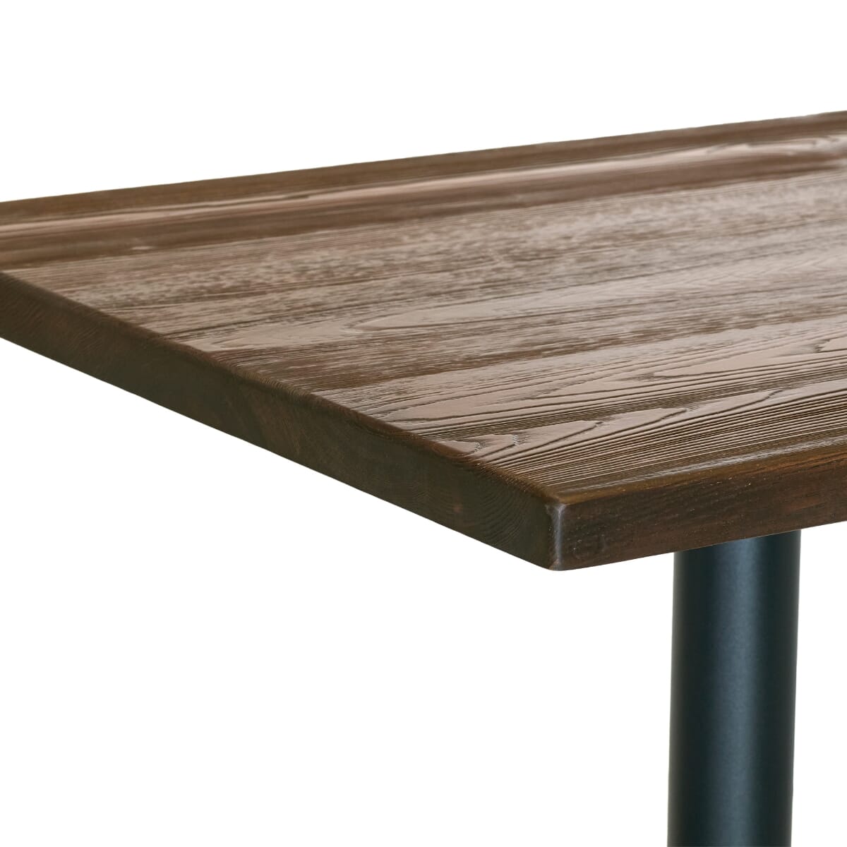 Casual Dining Restaurant Rectangular Table Set with 4 Clear Coat Distressed Crossback Chairs