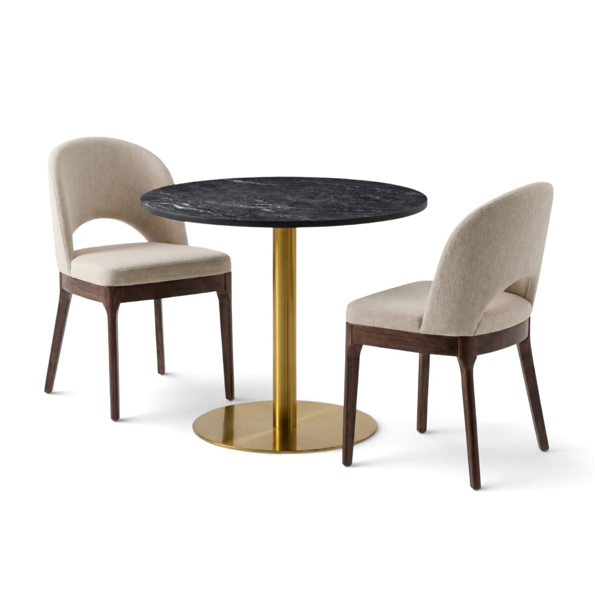 Black and White Sintered Stone Restaurant Table & 18