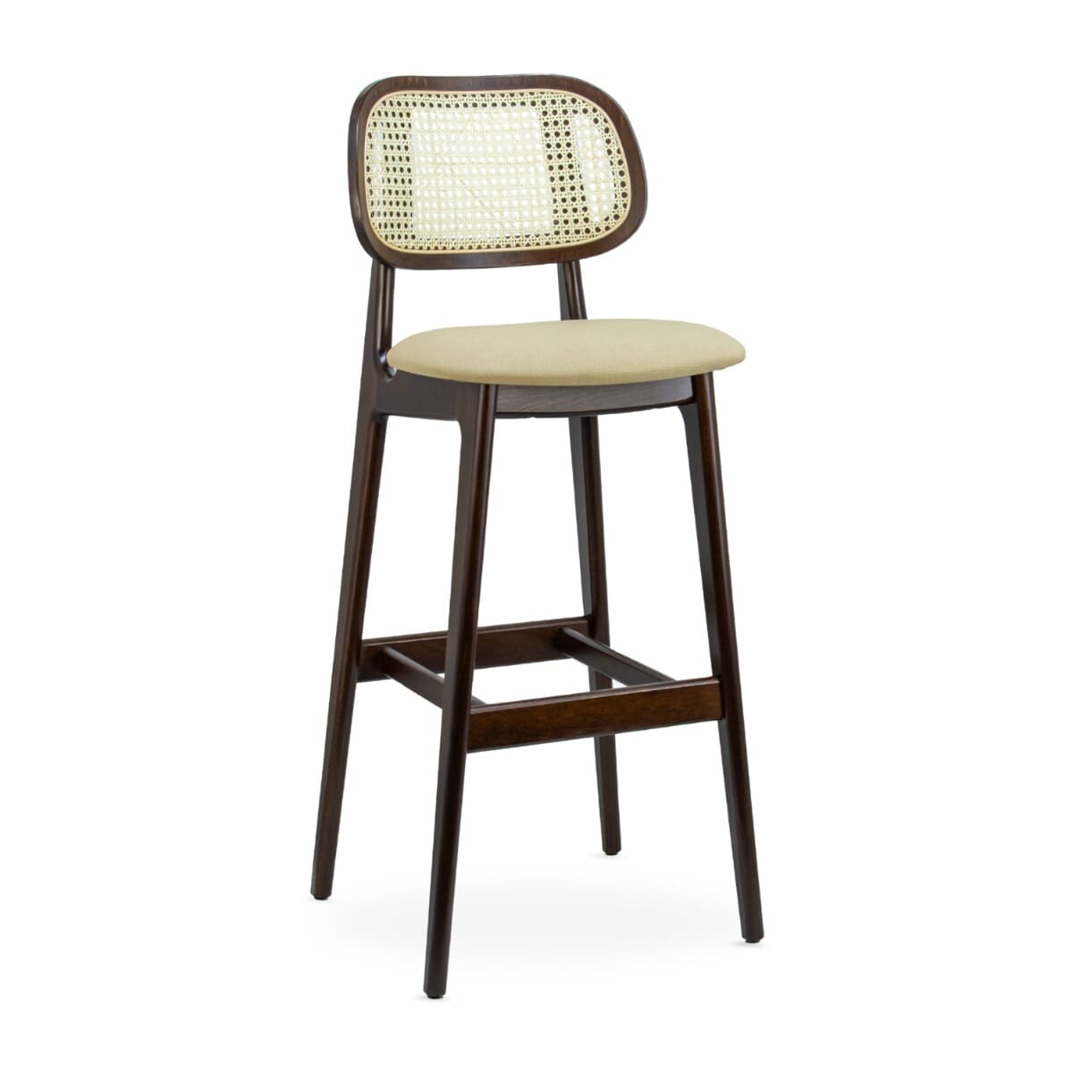 Tefi Restaurant Cane Bar Stool in Walnut