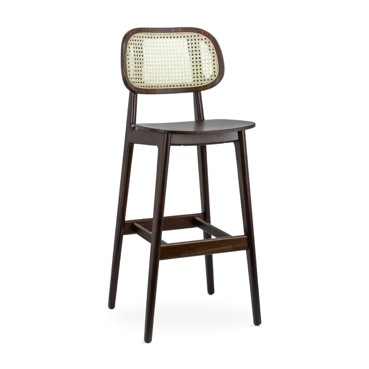 Tefi Restaurant Cane Bar Stool in Walnut