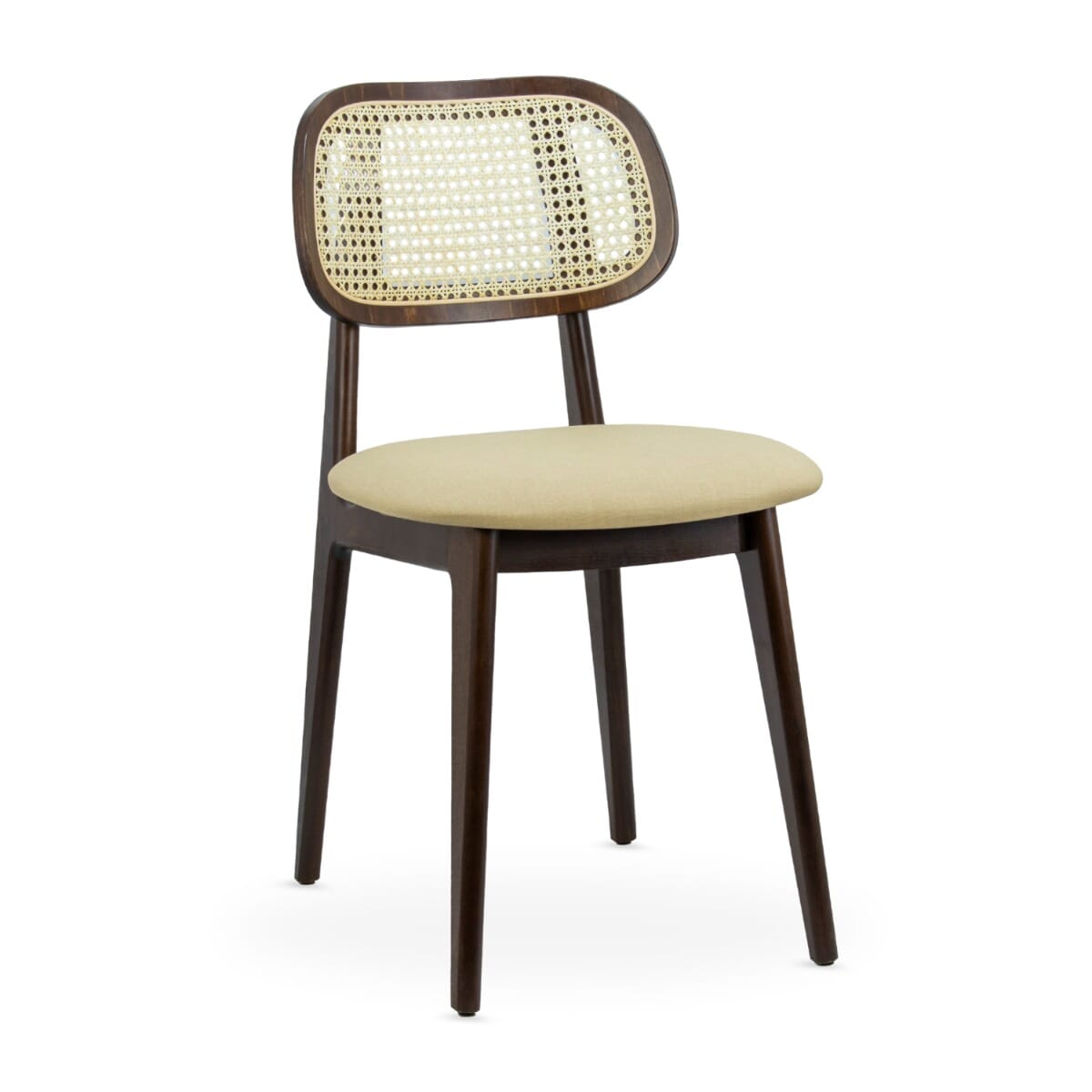 Tefi Wood Restaurant Cane Chair in Walnut