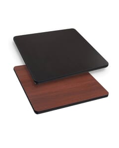 Square Laminate Commercial Drop Leaf Table Top in Mahogany (36” x 36” to 51” Round)