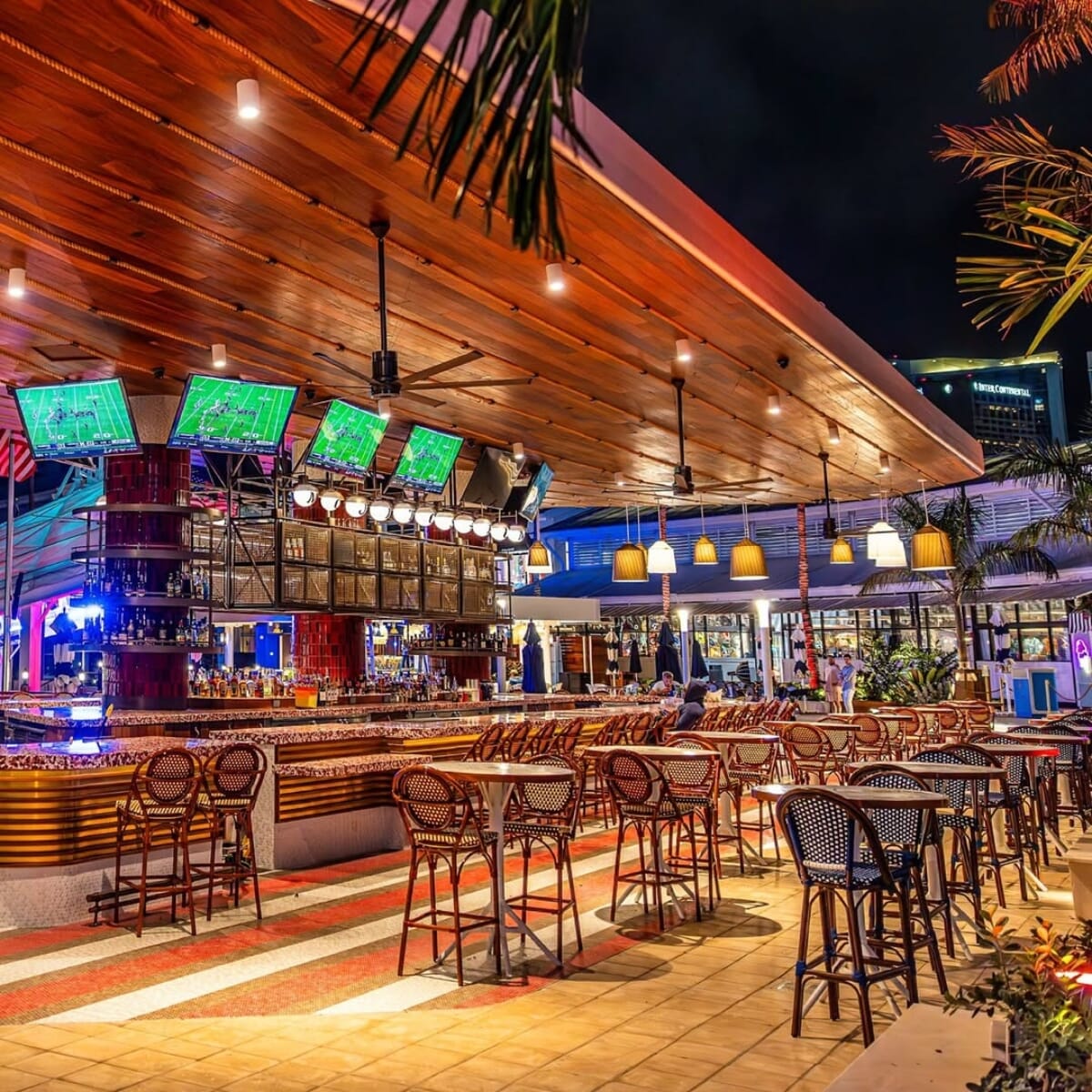 Synthetic Wicker & Bamboo Outdoor Bar Stool with Rounded Back in Walnut/Brown