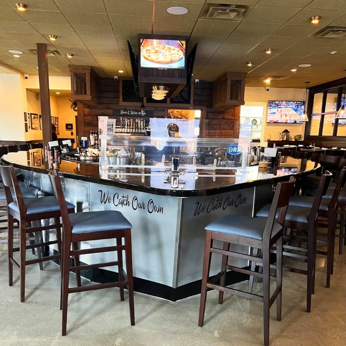 Espresso Wood Square Back Upholstered Commercial Bar Stool