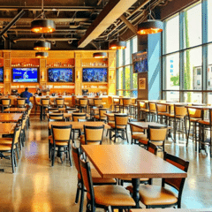 Metal Restaurant Chair with Upholstered Seat & Back in Black Finish