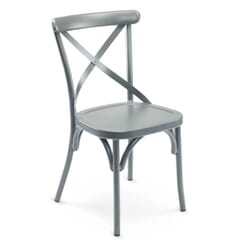 Antique-Look Stackable Grey Metal Cross-Back Indoor/Outdoor Chair