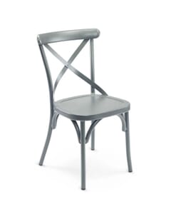 Aluminum Cross-Back Outdoor Commercial Chair in Grey (Front)