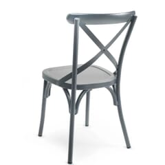 Antique-Look Stackable Grey Metal Cross-Back Indoor/Outdoor Chair