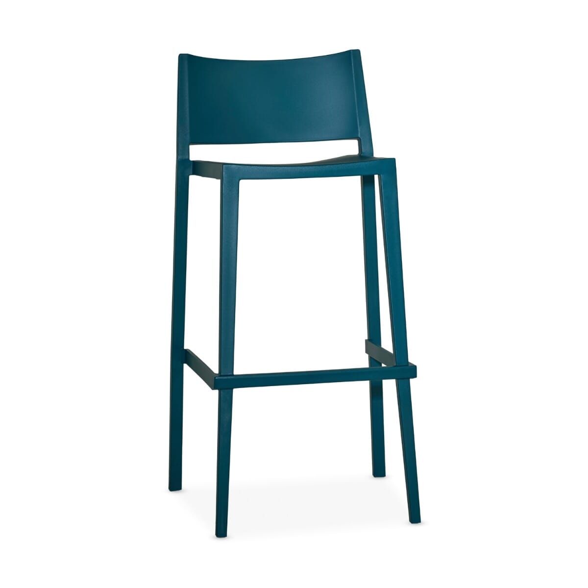 Vetra Stackable Outdoor Resin Restaurant Bar Stool With Square Back in Blue