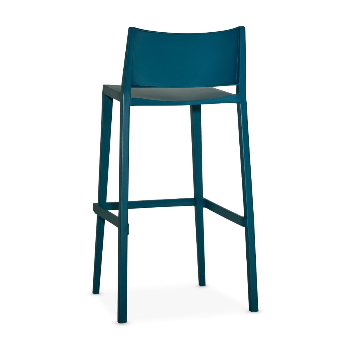 Vetra Stackable Outdoor Resin Restaurant Bar Stool With Square Back in Blue