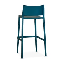 Vetra Stackable Outdoor Resin Restaurant Bar Stool With Square Back in Blue
