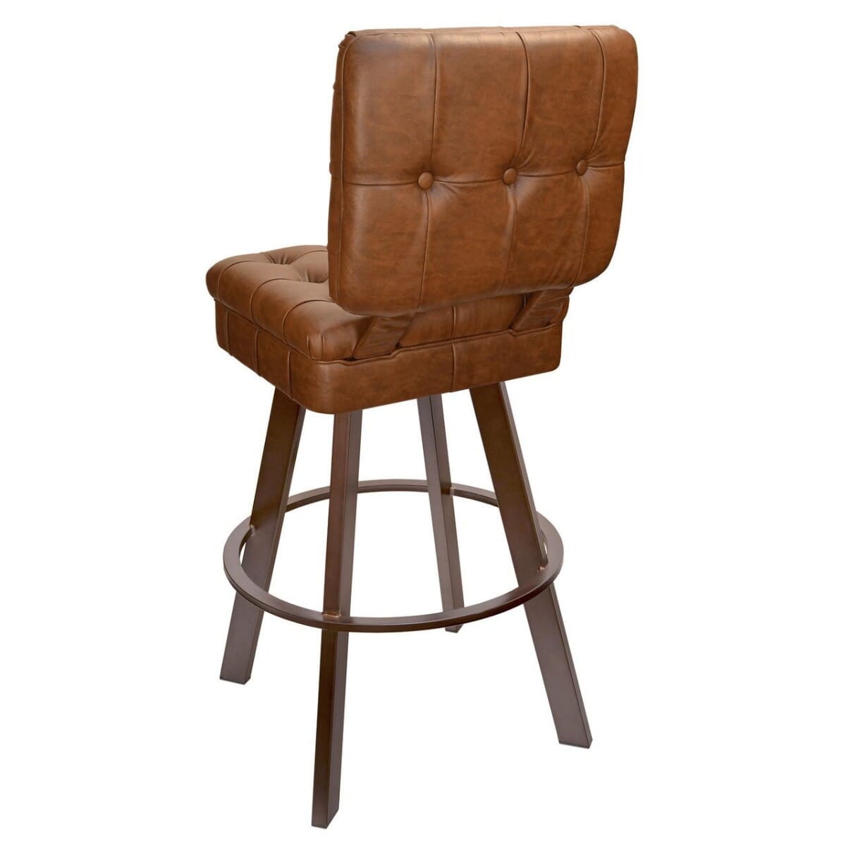 Vintage Tufted Vinyl Restaurant Bar Stool with Rust Metal Base