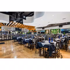 Walnut Steel Window-Back Restaurant Chair