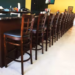 Walnut Wood Lattice-Back Restaurant Bar Stool