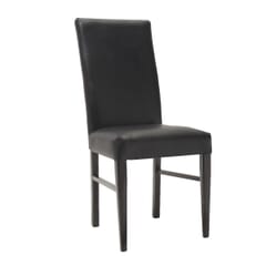 Custom Fully Upholstered Wood Look Metal Restaurant Chair in Walnut