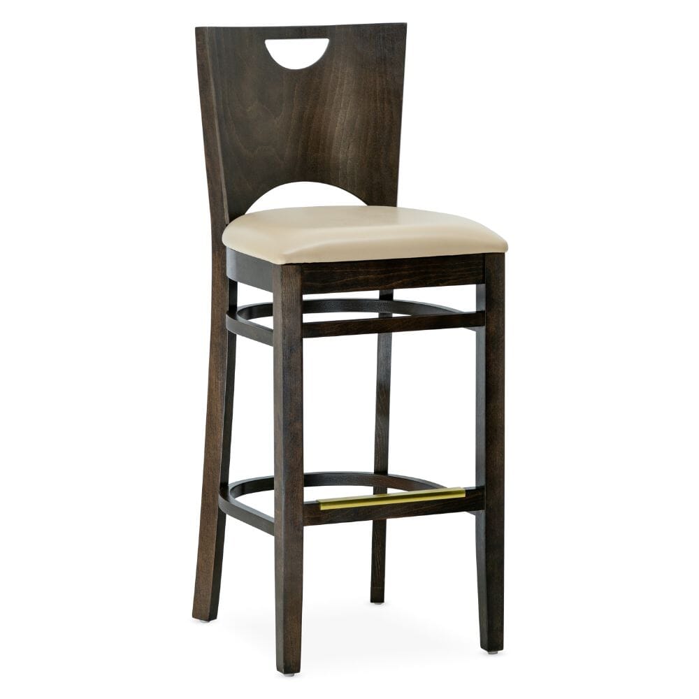 Chloe Solid Walnut Beech Wood Commercial Bar Stool With Upholstered Seat