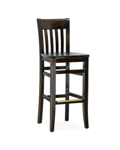 Walnut Curved Back Commercial Bar Stool With Upholstered Seat (Front)