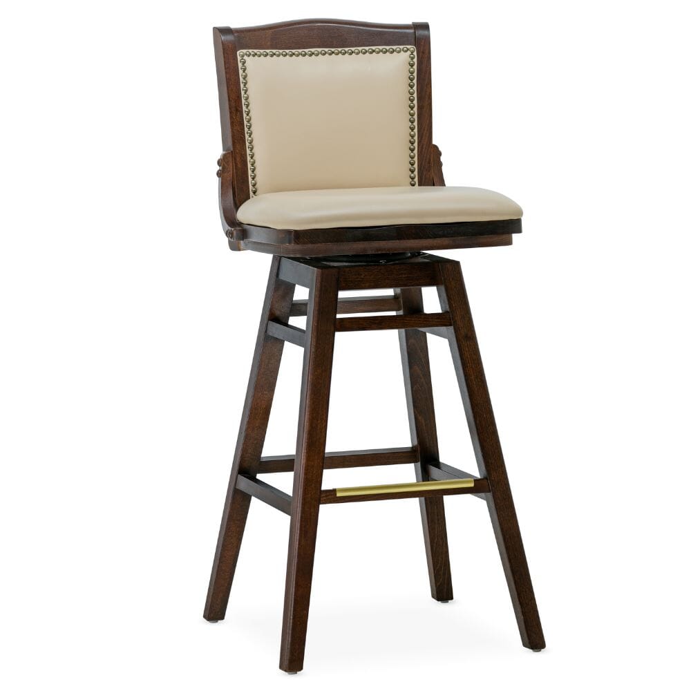 Upholstered Solid Wood Schoolhouse Restaurant Bar Stool Swivel Seat