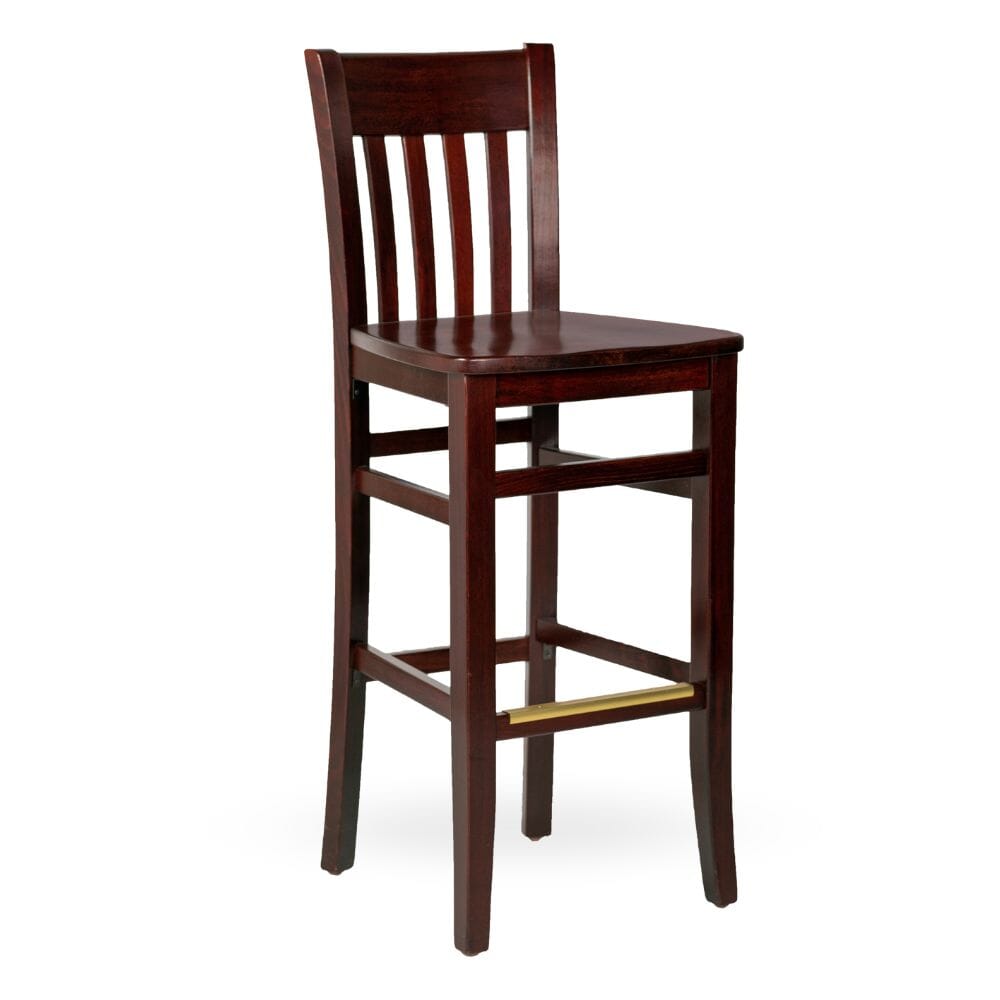 Dark Mahogany Curved Back Commercial Bar Stool
