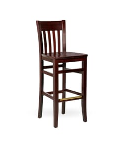 Dark Mahogany Curved Back Commercial Bar Stool With Upholstered Seat (Front)