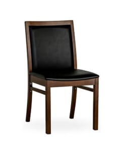 Walnut Wood Fully Upholstered Restaurant Chair with Black Vinyl 